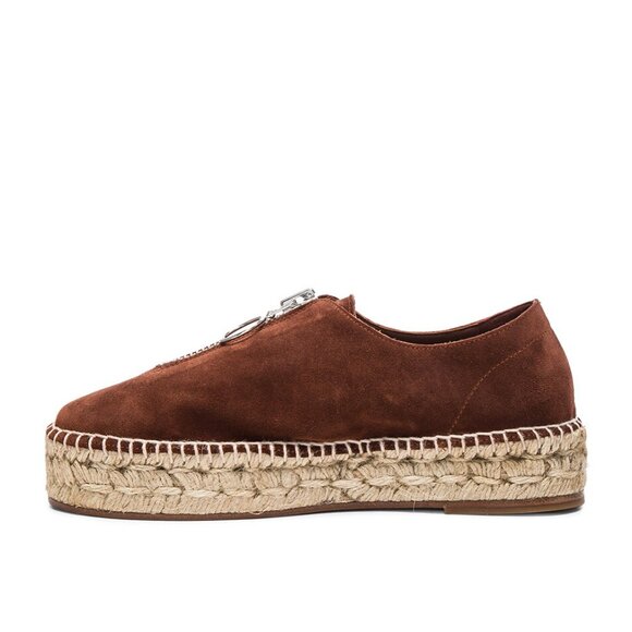 Alexander Wang Rich Brown Suede Devon Espadrille Platform Sneakers Zip Front 8 - Picture 5 of 16